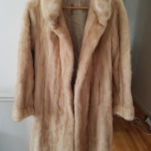 White mink real fur coat